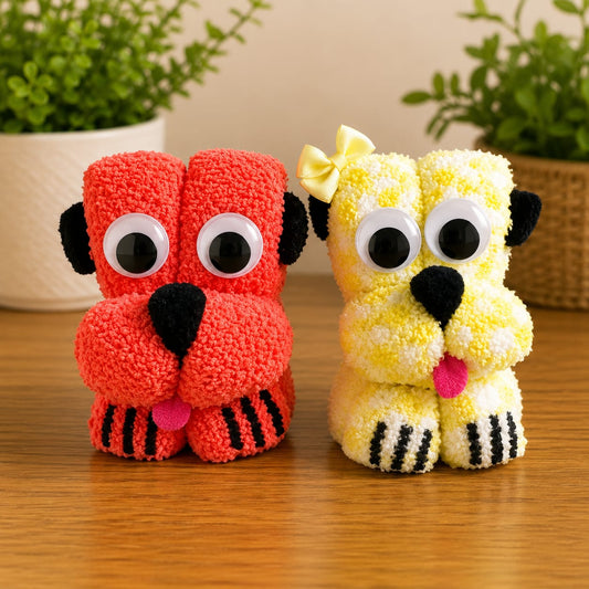 Adorable Handmade Puppy Towel Figures – Fun Gift & Cute Bathroom Décor
