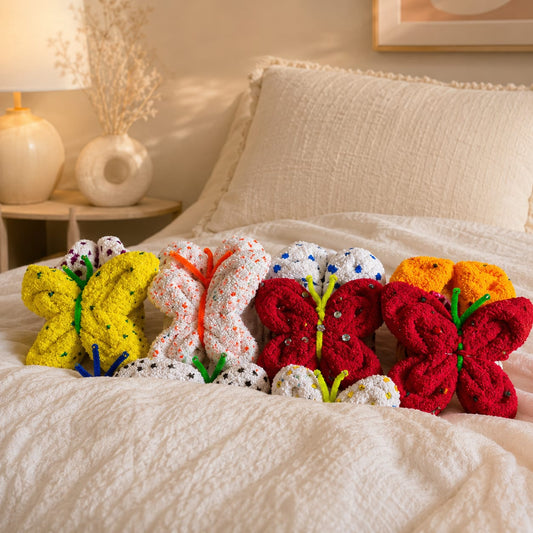Handmade Textured Butterfly Décor Set – Colorful Plush Fabric Butterflies